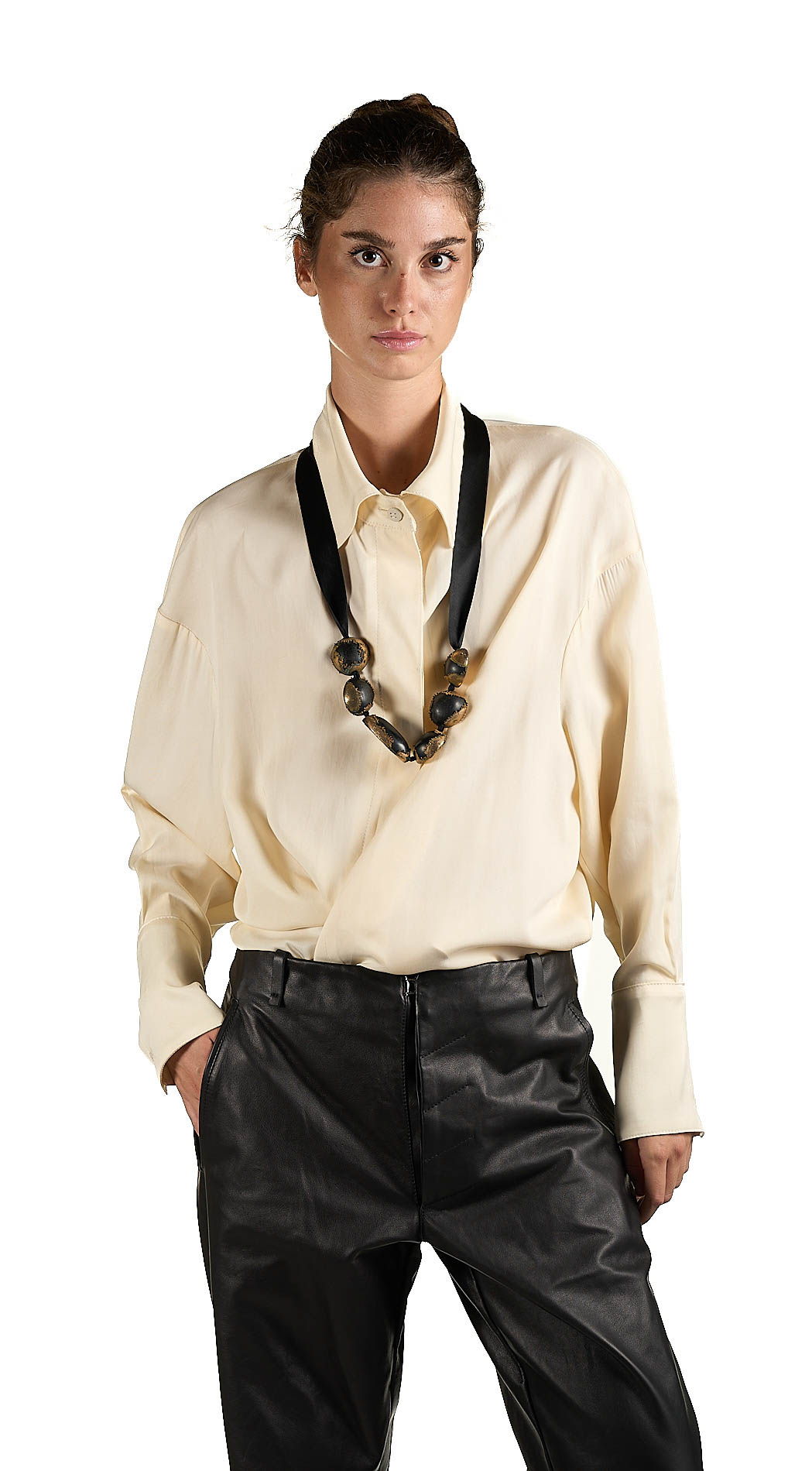 DANIELE BASTA LEATHER AND SILVER JACKET